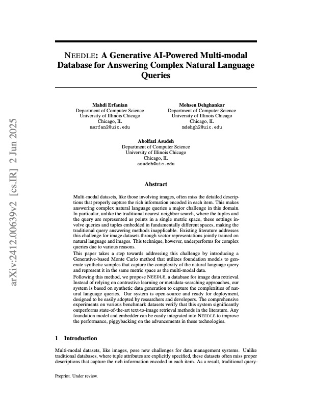 Illustration for the NEEDLE paper on answering complex natural-language queries over multimodal data