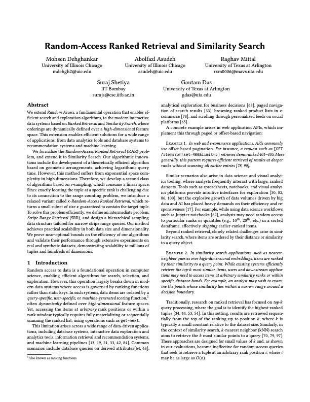 Illustration for the Random Access paper on ranked retrieval and similarity search
